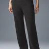Kasjmier High-Waist broek met zachte wafelstructuur - donker gemêleerd grijs
