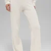 Kasjmier High-Waist broek met zachte wafelstructuur - ivoor