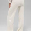 Kasjmier High-Waist broek met zachte wafelstructuur - ivoor