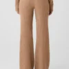 Kasjmier High-Waist broek met zachte wafelstructuur - Toasted Almond
