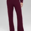 Kasjmier High-Waist pluche broek met wafelstructuur - Bordeauxrood