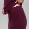 Kasjmier High-Waist pluche broek met wafelstructuur - Bordeauxrood