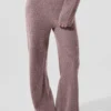 Kasjmier High-Waist pluche broek met wafelstructuur - Mushroom Heather
