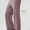 Kasjmier High-Waist pluche broek met wafelstructuur - Mushroom Heather