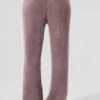 Kasjmier High-Waist pluche broek met wafelstructuur - Mushroom Heather
