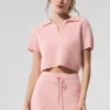 Kasjmier pluche wafelpolo - Roze kwarts
