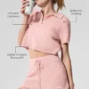 Kasjmier pluche wafelpolo - Roze kwarts