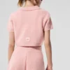 Kasjmier pluche wafelpolo - Roze kwarts