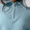 Kasjmier Plush Waffle-trui met 1/4 rits - Celestial Blue Heather