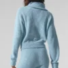 Kasjmier Plush Waffle-trui met 1/4 rits - Celestial Blue Heather