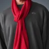 Kasjmier sjaal met lichte frosted-afwerking - rood lint