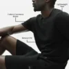 Katoen-kasjmier Ever Soft T-shirt met korte mouwen en ronde hals - Zwart