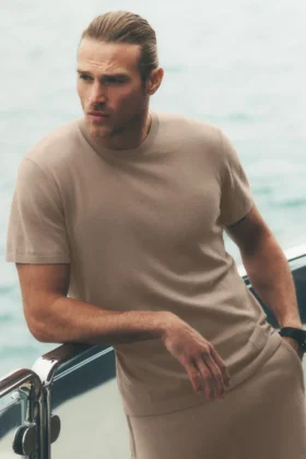 Katoen-kasjmier Ever Soft T-shirt met korte mouwen – Gravel