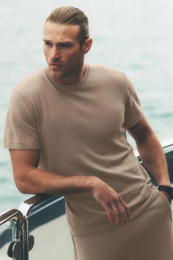 Katoen-kasjmier Ever Soft T-shirt met korte mouwen – Gravel
