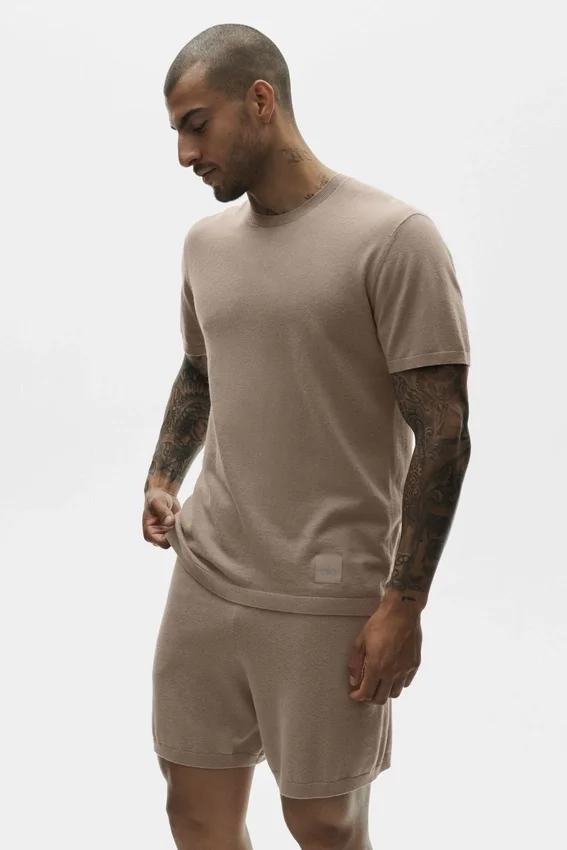 Katoen-kasjmier Ever Soft T-shirt met korte mouwen – Gravel