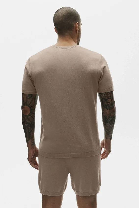 Katoen-kasjmier Ever Soft T-shirt met korte mouwen – Gravel