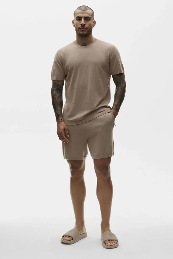 Katoen-kasjmier Ever Soft T-shirt met korte mouwen – Gravel