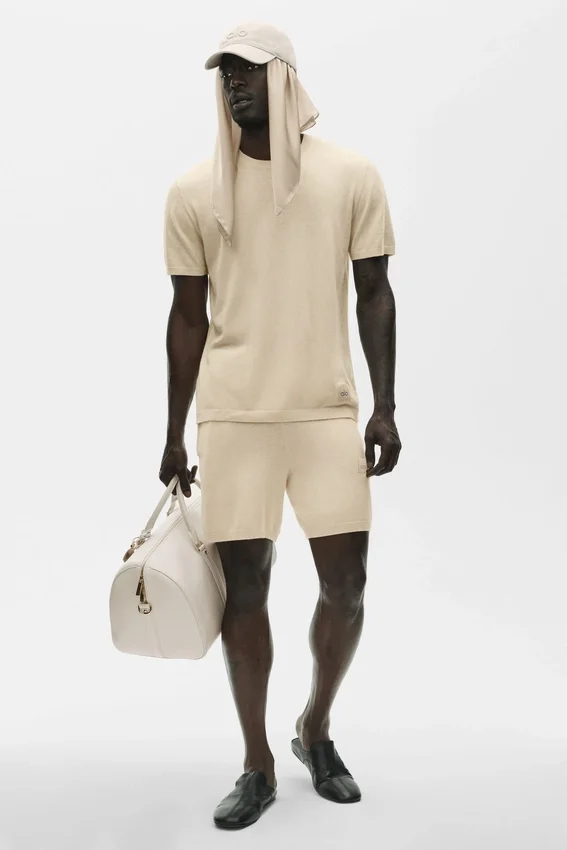 Katoen-kasjmier Ever Soft T-shirt met korte mouwen - Sandy Beige