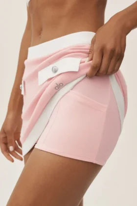 Katoen-kasjmier High-Waist capri-rok ‘Dream’ – Zonovergoten roze/wit