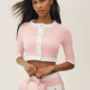 Katoen-kasjmier kort capri Dream-vest - Zonovergoten roze/wit