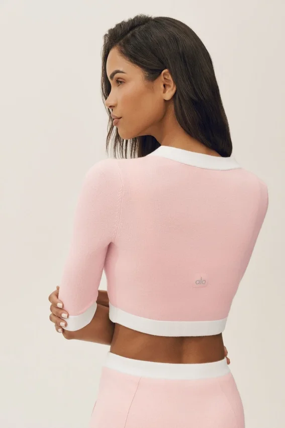 Katoen-kasjmier kort capri Dream-vest - Zonovergoten roze/wit