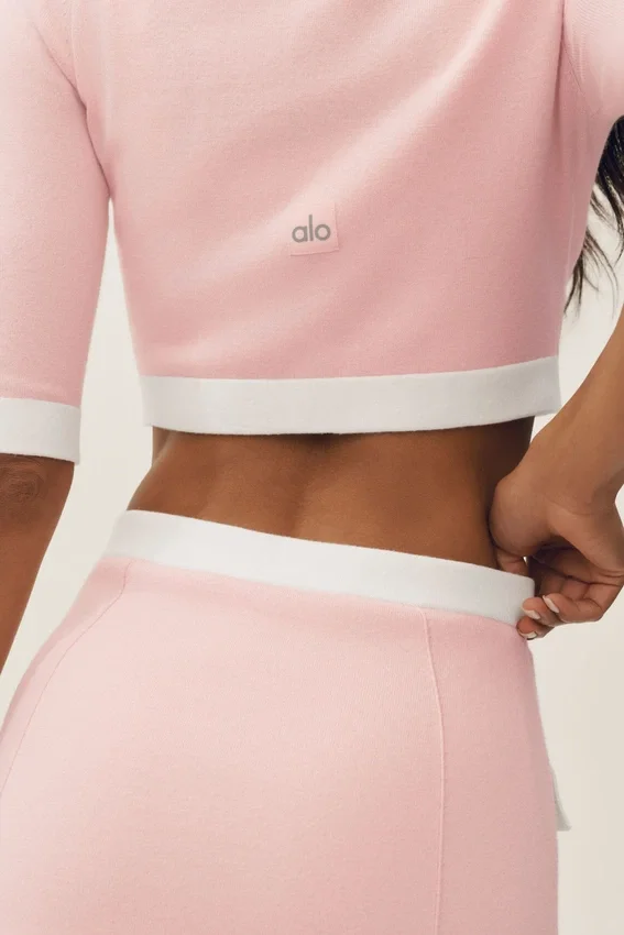 Katoen-kasjmier kort capri Dream-vest - Zonovergoten roze/wit