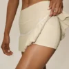 Katoen-kasjmier My Serve-tennisrok High-Waist – zandbeige/wit