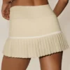 Katoen-kasjmier My Serve-tennisrok High-Waist – zandbeige/wit