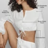 Katoenen cropped Real Deal met lange mouwen - Wit