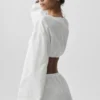 Katoenen cropped Real Deal met lange mouwen - Wit