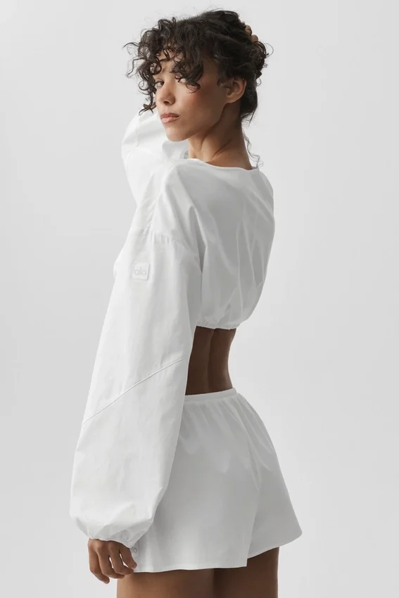 Katoenen cropped Real Deal met lange mouwen - Wit