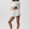 Katoenen cropped Real Deal met lange mouwen - Wit