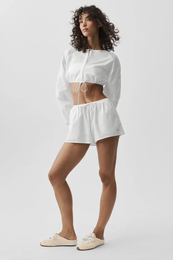 Katoenen cropped Real Deal met lange mouwen - Wit