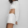 Katoenen High-Waist Real Deal-korte broek - Wit
