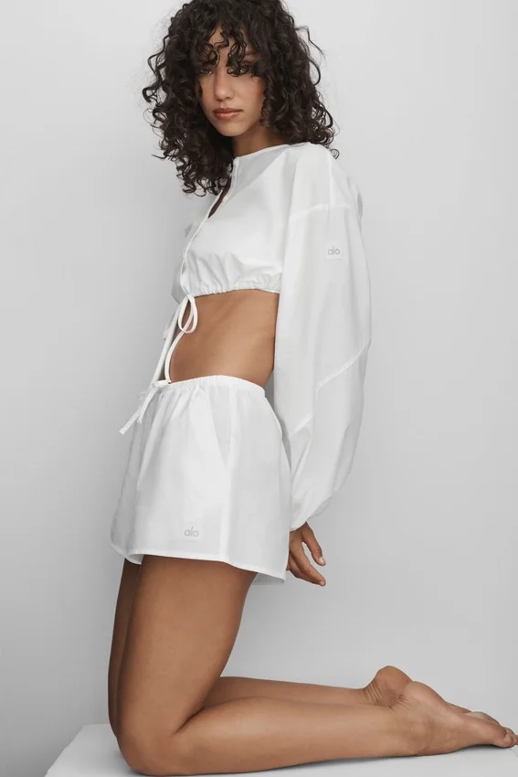 Katoenen High-Waist Real Deal-korte broek - Wit
