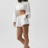 Katoenen High-Waist Real Deal-korte broek - Wit