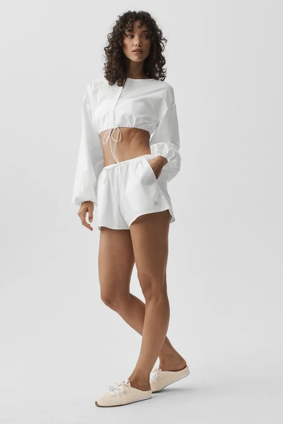 Katoenen High-Waist Real Deal-korte broek - Wit
