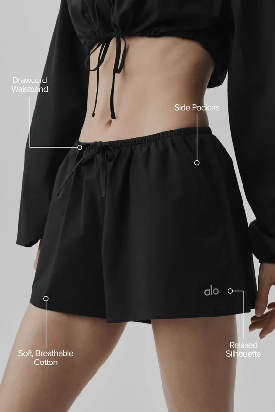 Katoenen High-Waist Real Deal-korte broek - Zwart