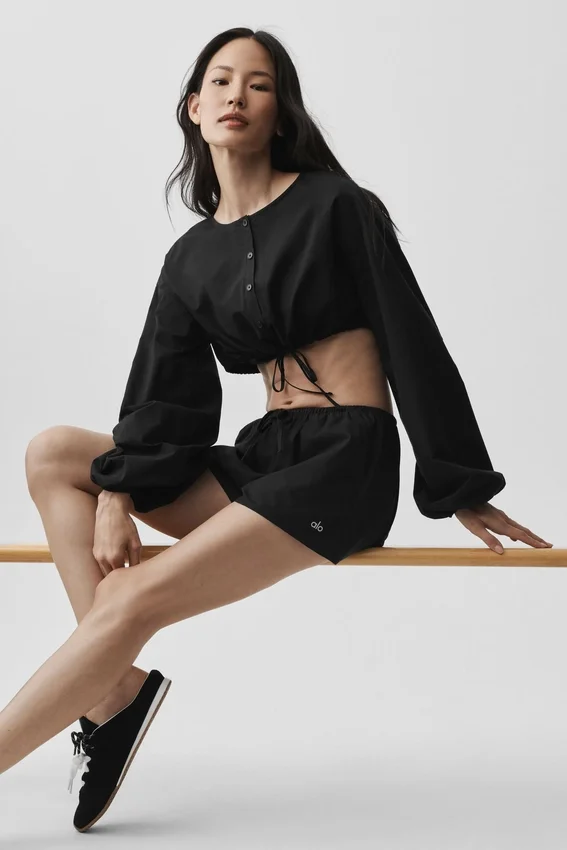 Katoenen High-Waist Real Deal-korte broek - Zwart