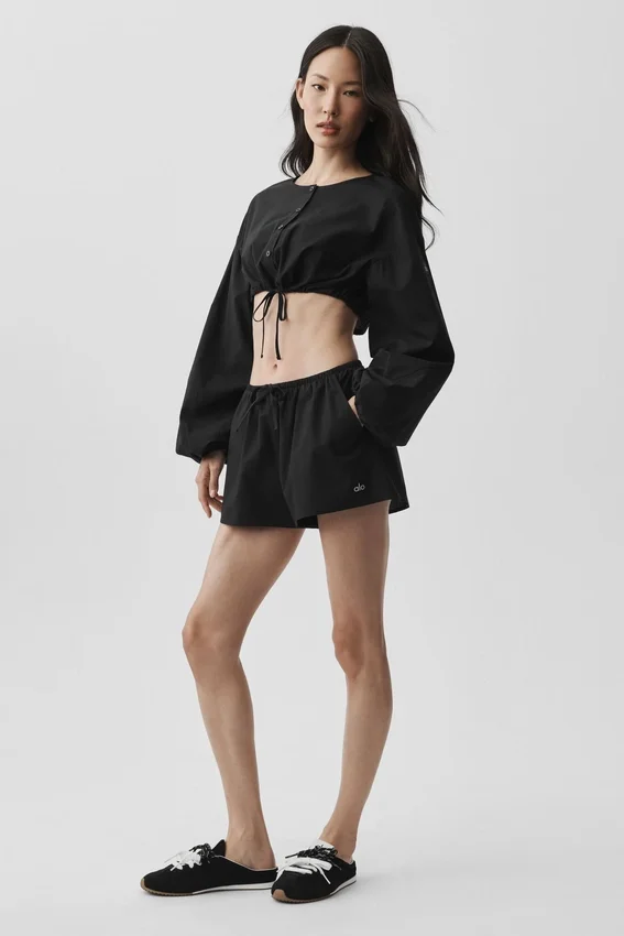 Katoenen High-Waist Real Deal-korte broek - Zwart