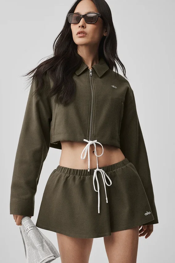 Kort 'Fan Favorite'-jas met doorlopende rits - Olive Tree