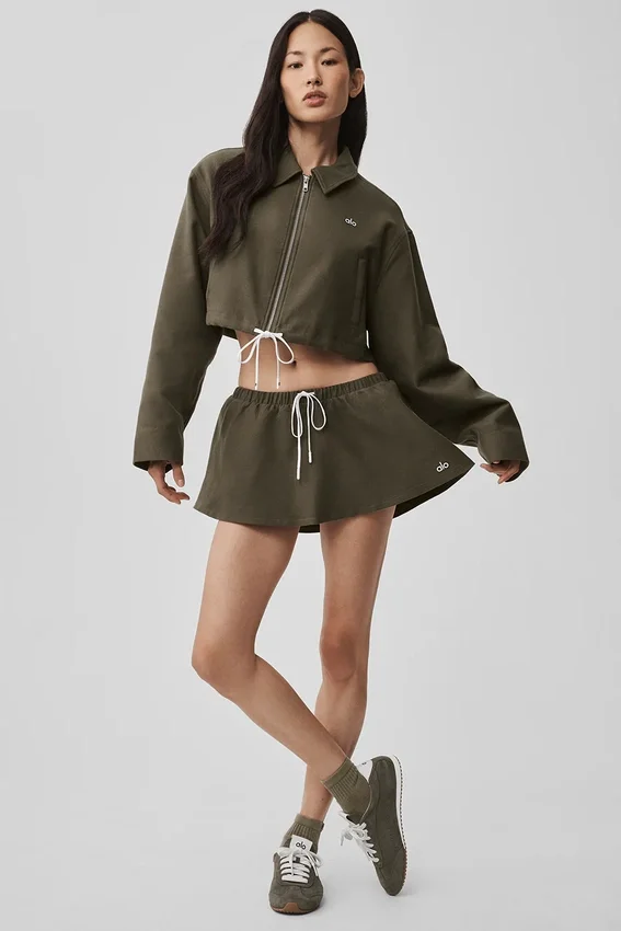 Kort 'Fan Favorite'-jas met doorlopende rits - Olive Tree