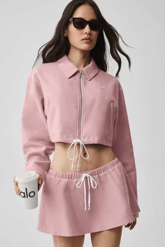 Kort 'Fan Favorite'-jas met doorlopende rits - Vintage Pink