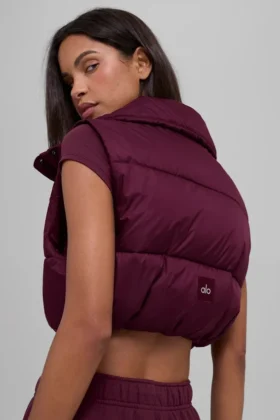 Kort Gold Rush-gilet – Bordeauxrood