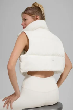 Kort Gold Rush-puffergilet – Ivoor