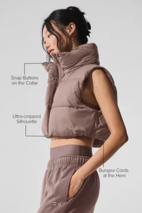 Kort Gold Rush-puffergilet – Mushroom