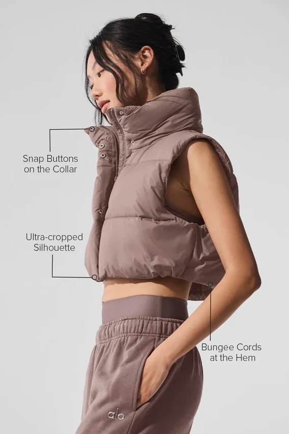 Kort Gold Rush-puffergilet - Mushroom