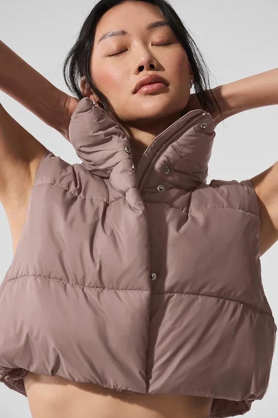 Kort Gold Rush-puffergilet - Mushroom