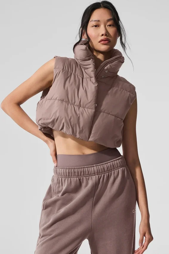 Kort Gold Rush-puffergilet - Mushroom