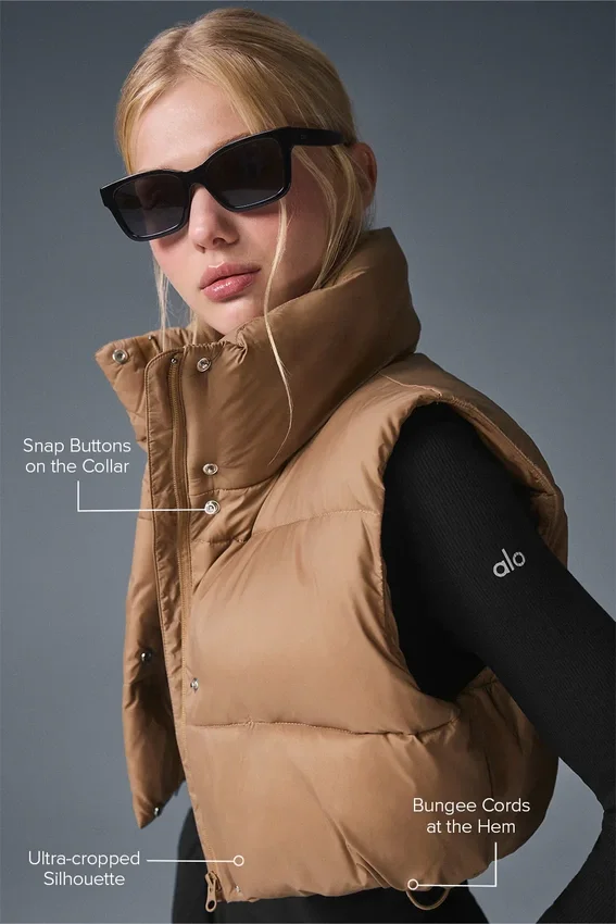 Kort Gold Rush-puffergilet - Toasted Almond